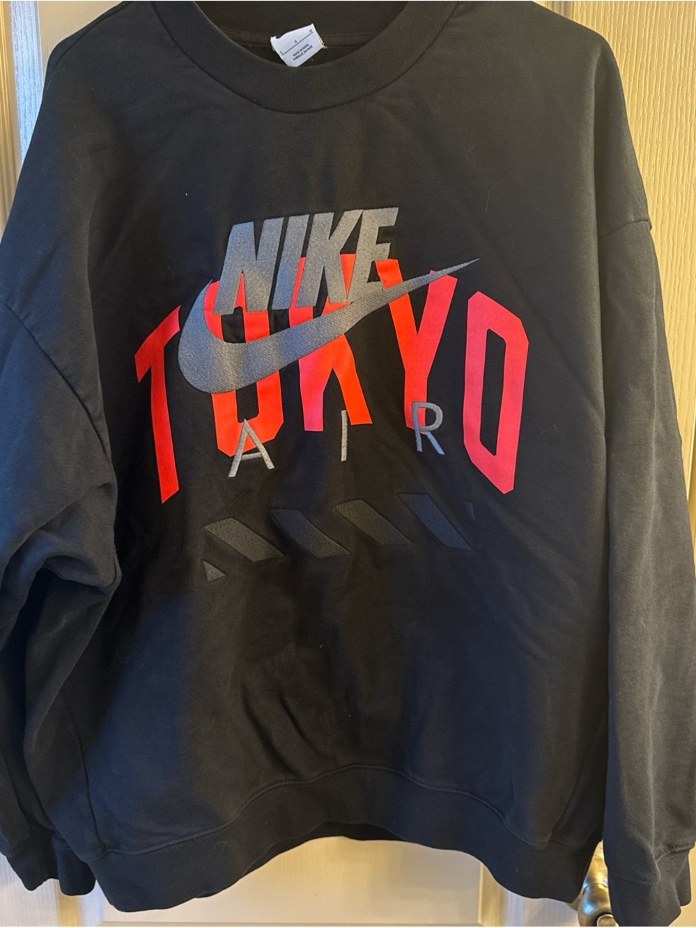 Nike Black Crewneck Sweatshirt with Red and Gray Tokyo Logo
